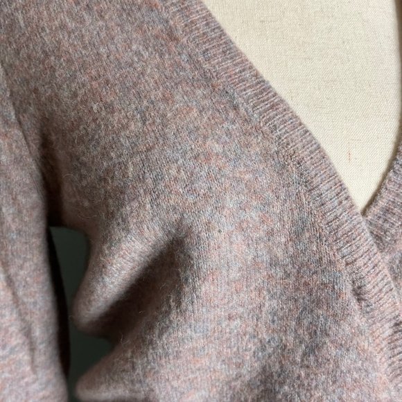 Madewell Light Pink Purple V-Neck Faux Wrap Ballet Sweater Size Small Wool Blend - Picture 5 of 9